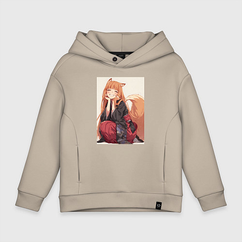 Детское худи оверсайз Волчица и пряности Холо торговец / Миндальный – фото 1