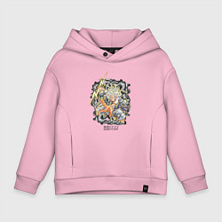 Толстовка оверсайз детская One piece молния Moncey D Luffy, цвет: светло-розовый