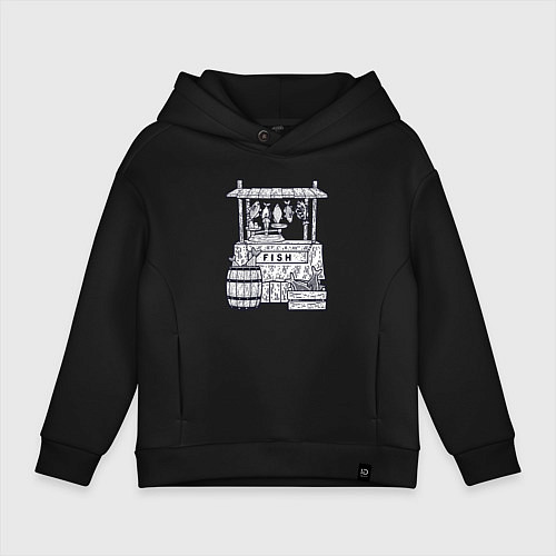 Детское худи оверсайз Рыбная лавка / Черный – фото 1