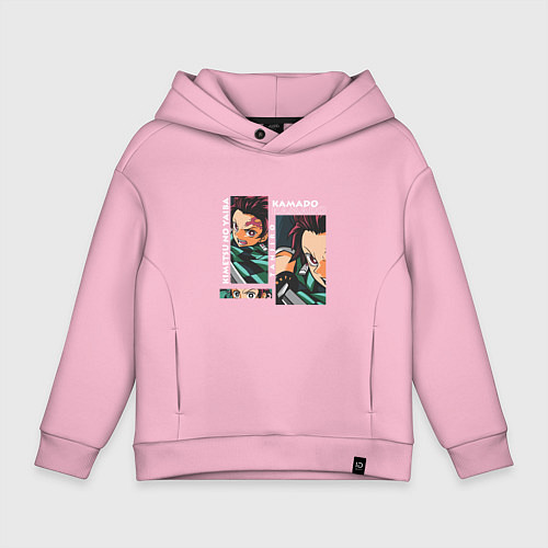 Детское худи оверсайз Клинок рассекающий демонов Kamado Tanjiro / Светло-розовый – фото 1