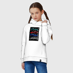 Толстовка оверсайз детская JDM автомобили, цвет: белый — фото 2