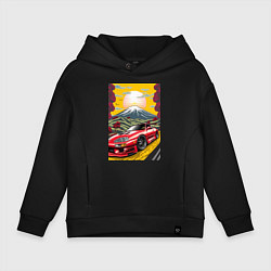 Толстовка оверсайз детская Toyota Supra jdm автомобиль, цвет: черный