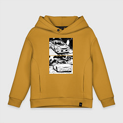 Толстовка оверсайз детская Nissan silvia subaru forester, цвет: горчичный