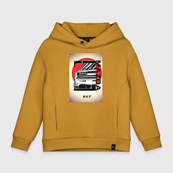 Толстовка оверсайз детская Mazda rx-7 автомобиль гоночный jdm, цвет: горчичный