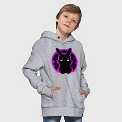 Толстовка оверсайз детская Зайка на черном фоне, цвет: меланж — фото 2