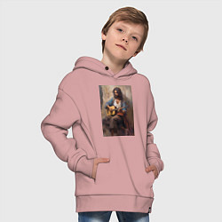 Толстовка оверсайз детская Моряк гитарист, цвет: пыльно-розовый — фото 2