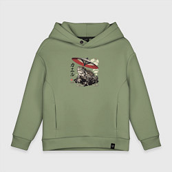 Толстовка оверсайз детская Лягушка с зонтом, цвет: авокадо