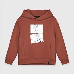Толстовка оверсайз детская Эмоции Сугуру Гето - Магическая битва, цвет: кирпичный