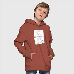 Толстовка оверсайз детская Эмоции Сугуру Гето - Магическая битва, цвет: кирпичный — фото 2