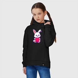 Толстовка оверсайз детская Heart rabbit, цвет: черный — фото 2