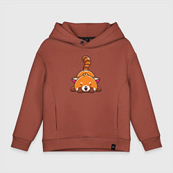 Толстовка оверсайз детская Cute red panda, цвет: кирпичный