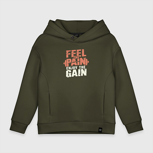 Детское худи оверсайз Спортивная мотивация / Хаки – фото 1