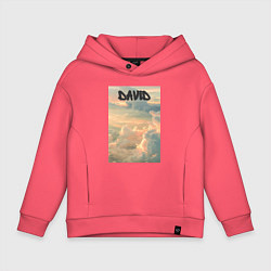 Толстовка оверсайз детская David облака, цвет: коралловый