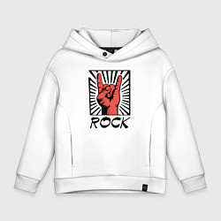 Толстовка оверсайз детская Rock - жест коза, цвет: белый