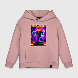 Толстовка оверсайз детская Майнкрафт и хэллоуин коллаба - нейроарт, цвет: пыльно-розовый