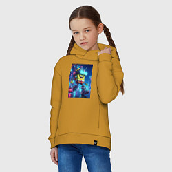 Толстовка оверсайз детская Cyber Sponge Bob - neon glow fantasy, цвет: горчичный — фото 2