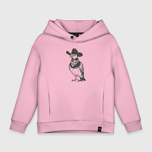 Детское худи оверсайз Голубь ковбой / Светло-розовый – фото 1