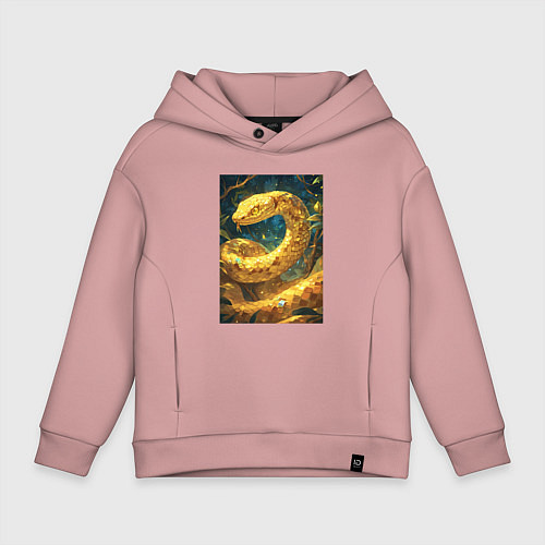 Детское худи оверсайз Золотая змея / Пыльно-розовый – фото 1