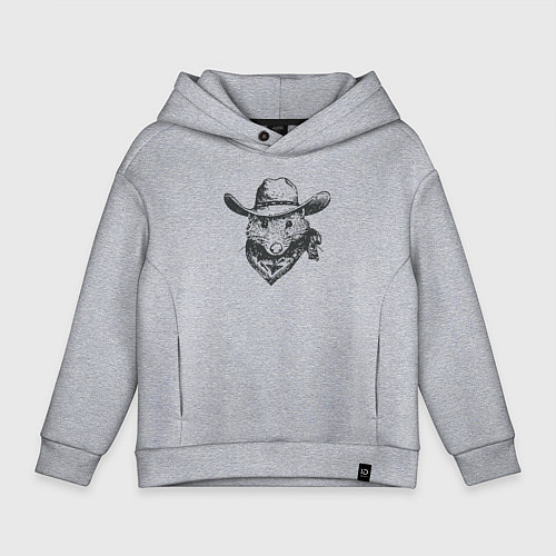 Детское худи оверсайз Опоссум ковбой / Меланж – фото 1