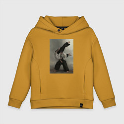Толстовка оверсайз детская Айкидо бросок, цвет: горчичный