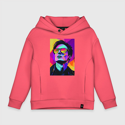 Детское худи оверсайз Портрет Дурова pop art / Коралловый – фото 1