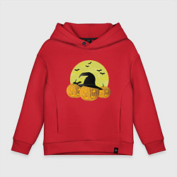 Толстовка оверсайз детская Зловещие тыквы, цвет: красный