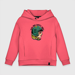 Толстовка оверсайз детская Безопасность - медленная езда, цвет: коралловый