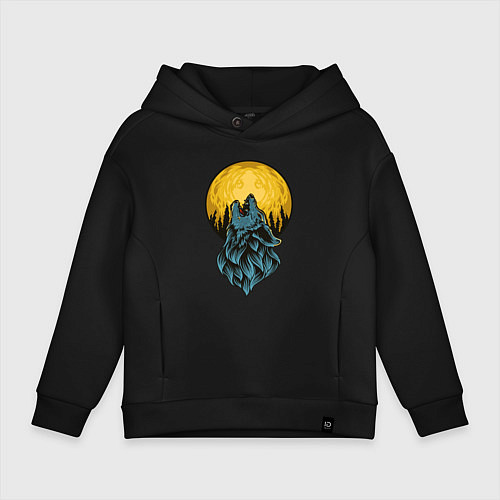 Детское худи оверсайз Крутой волк / Черный – фото 1