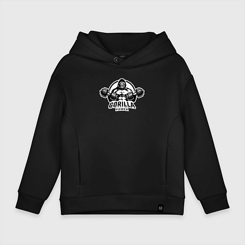 Детское худи оверсайз Gorilla power gym / Черный – фото 1