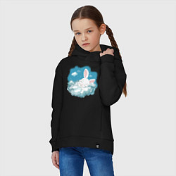Толстовка оверсайз детская Зайчик спит на облаках, цвет: черный — фото 2