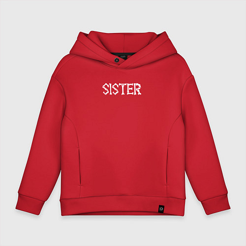 Детское худи оверсайз Sister - Halloween / Красный – фото 1
