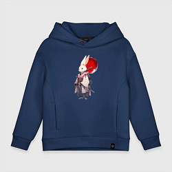 Толстовка оверсайз детская Заяц ронин, цвет: тёмно-синий