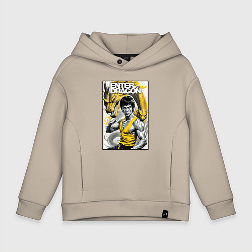 Детское худи оверсайз Выход дракона - Брюс Ли / Миндальный – фото 1