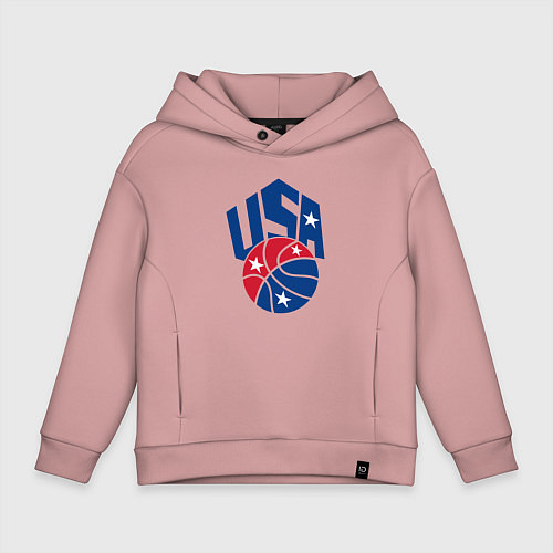 Детское худи оверсайз Баскетбол - США / Пыльно-розовый – фото 1