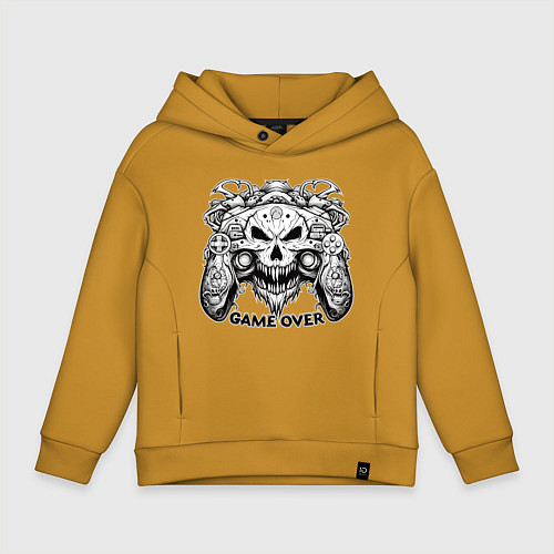Детское худи оверсайз Череп джойстик game over / Горчичный – фото 1