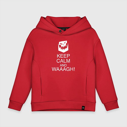 Детское худи оверсайз Warhammer keep calm and waaagh / Красный – фото 1