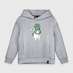 Толстовка оверсайз детская С Новым годом - кот змея, цвет: меланж