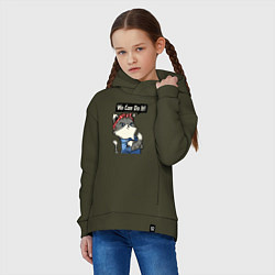Толстовка оверсайз детская We can do it - cat, цвет: хаки — фото 2