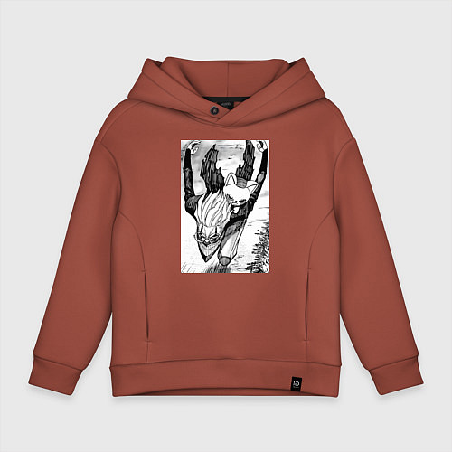 Детское худи оверсайз Дандадан: Кэн Такакура / Кирпичный – фото 1