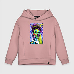 Толстовка оверсайз детская Halloween zombie - magazin cover, цвет: пыльно-розовый