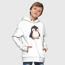 Толстовка оверсайз детская Пингвин аниме, цвет: белый — фото 2