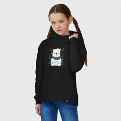 Толстовка оверсайз детская Полярный белый медведь и снежинки, цвет: черный — фото 2