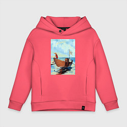 Толстовка оверсайз детская Ван-Пис Луффи, цвет: коралловый