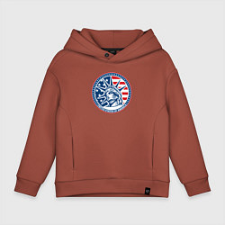 Толстовка оверсайз детская USA flag New York, цвет: кирпичный