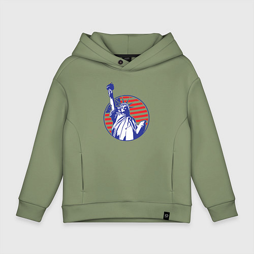 Детское худи оверсайз Статуя свободы - New York / Авокадо – фото 1