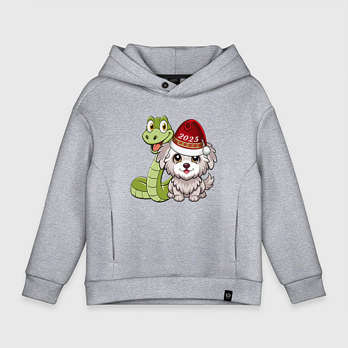 Детское худи оверсайз Змеиный новый год 2025 / Меланж – фото 1