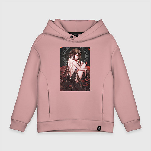 Детское худи оверсайз Геншин Ху Тао / Пыльно-розовый – фото 1