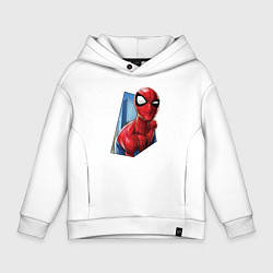 Толстовка оверсайз детская Человек-паук и город, цвет: белый