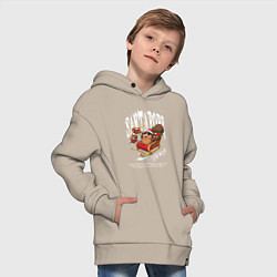 Толстовка оверсайз детская Санта бобр курва, цвет: миндальный — фото 2