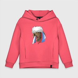 Толстовка оверсайз детская Русский медведь арт, цвет: коралловый